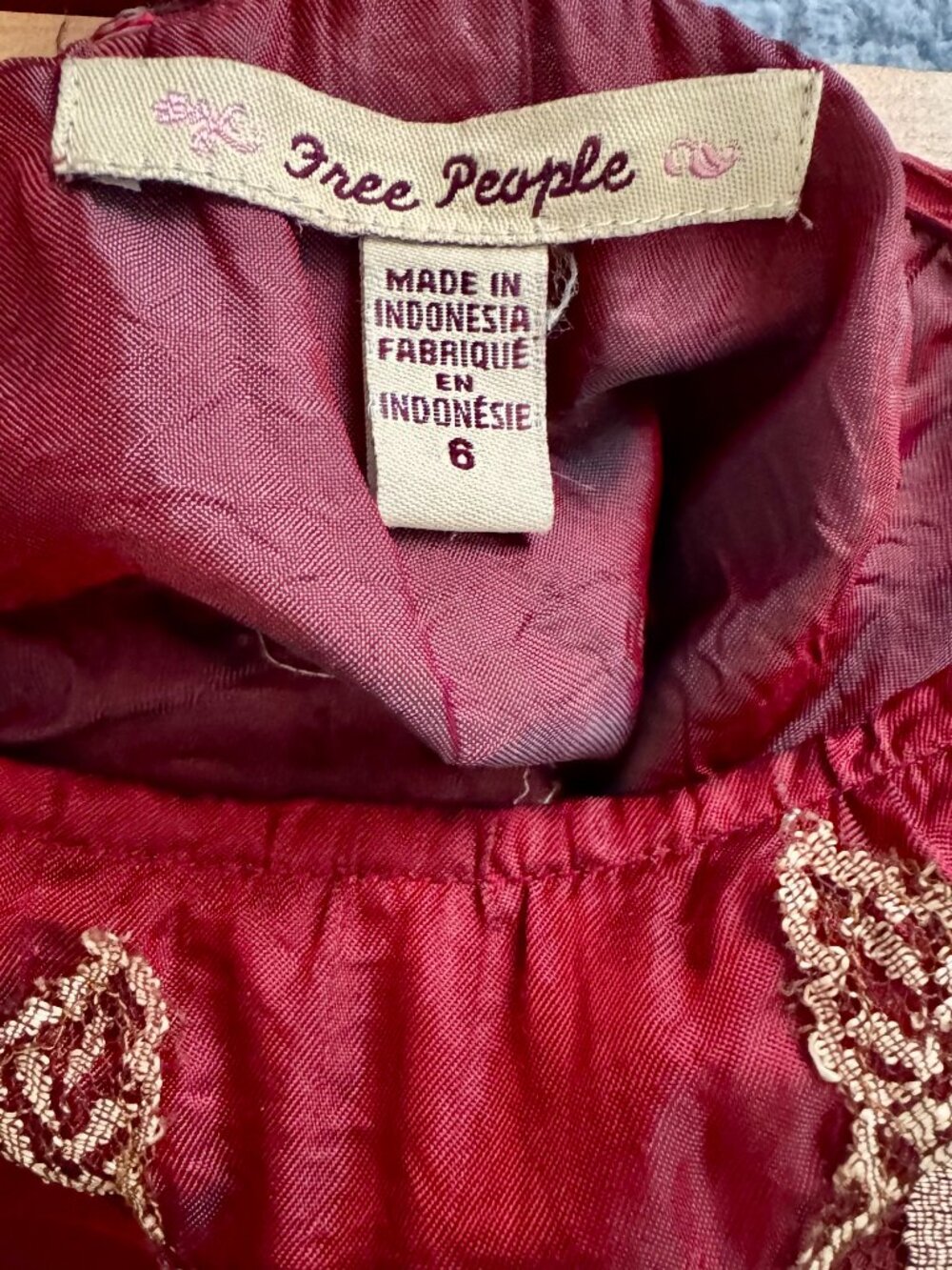 FLASH SALE only 8/15-8/16 Vintage Free People Dark Red A-Line Flowy Midi Skirt - Picture 10 of 13